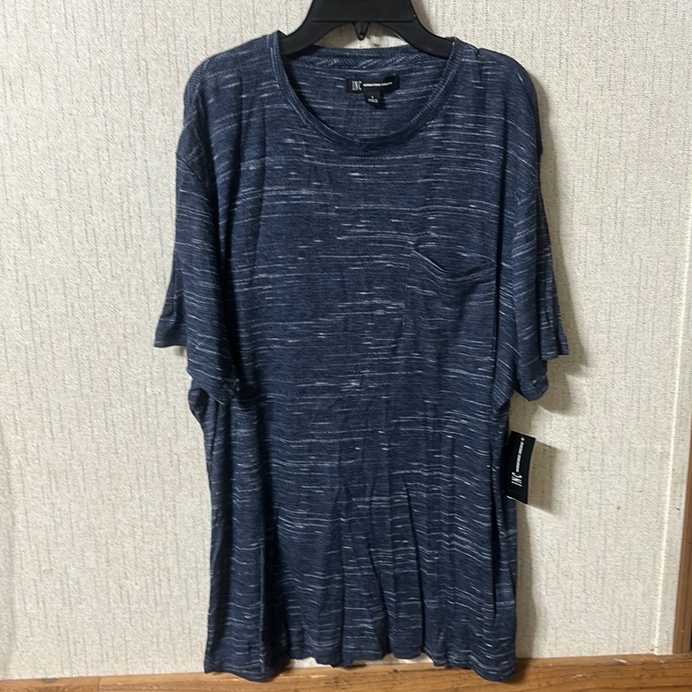 INC INTERNATIONAL CONCEPTS POCKET TEE: NAVY MARLED: NEW WITH TAGS:SIZE L